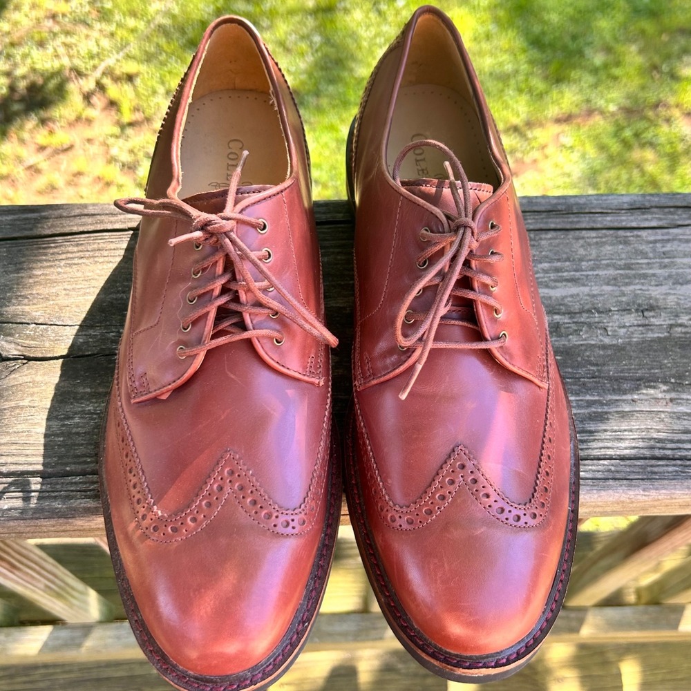 Cole Haan Wingtip Oxford 10.5 Brown Leather Derby Dark Academia Classic Preppy - Picture 1 of 8